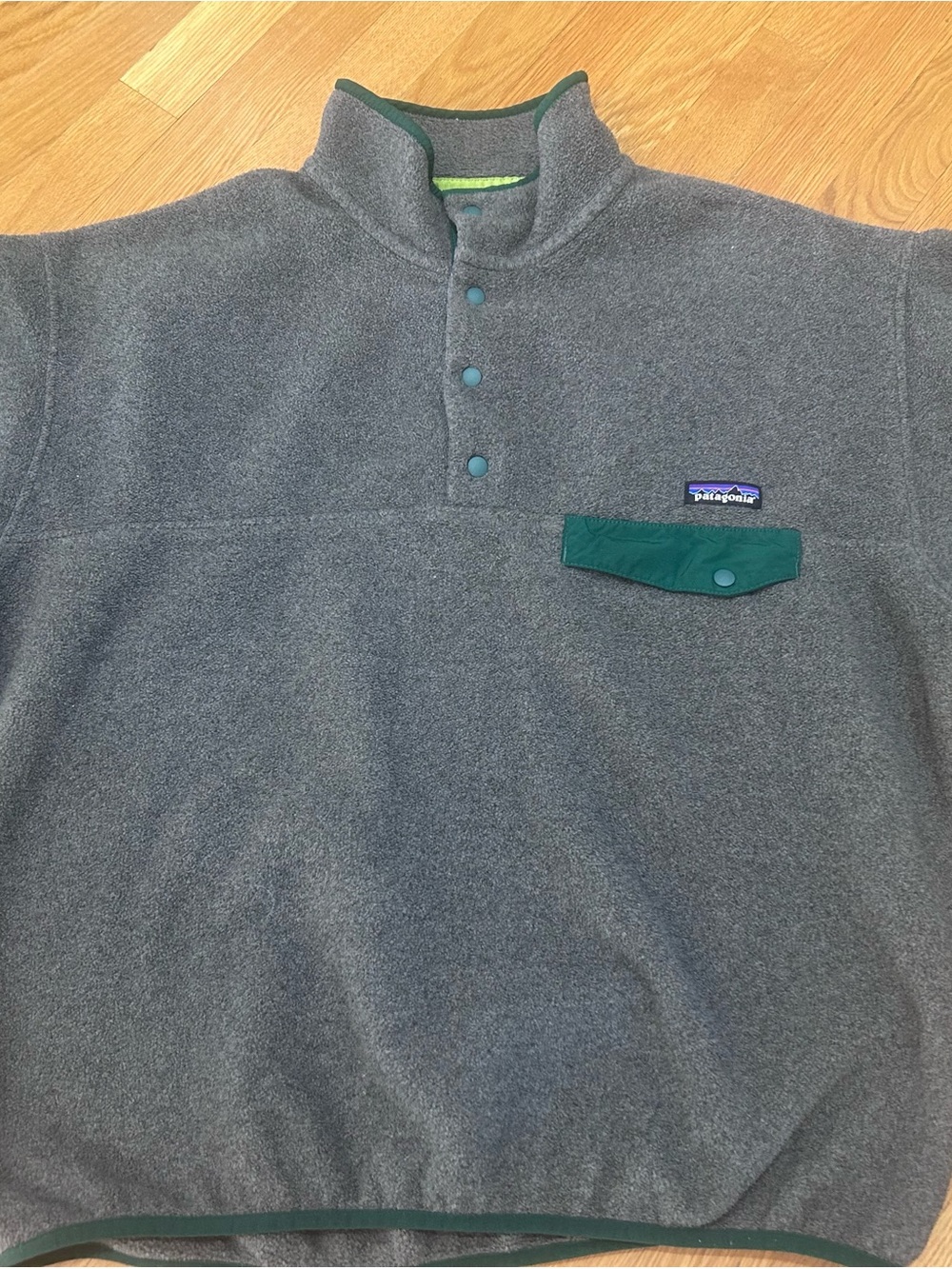 Patagonia y2k men’s large Synchilla fleece in grey and green